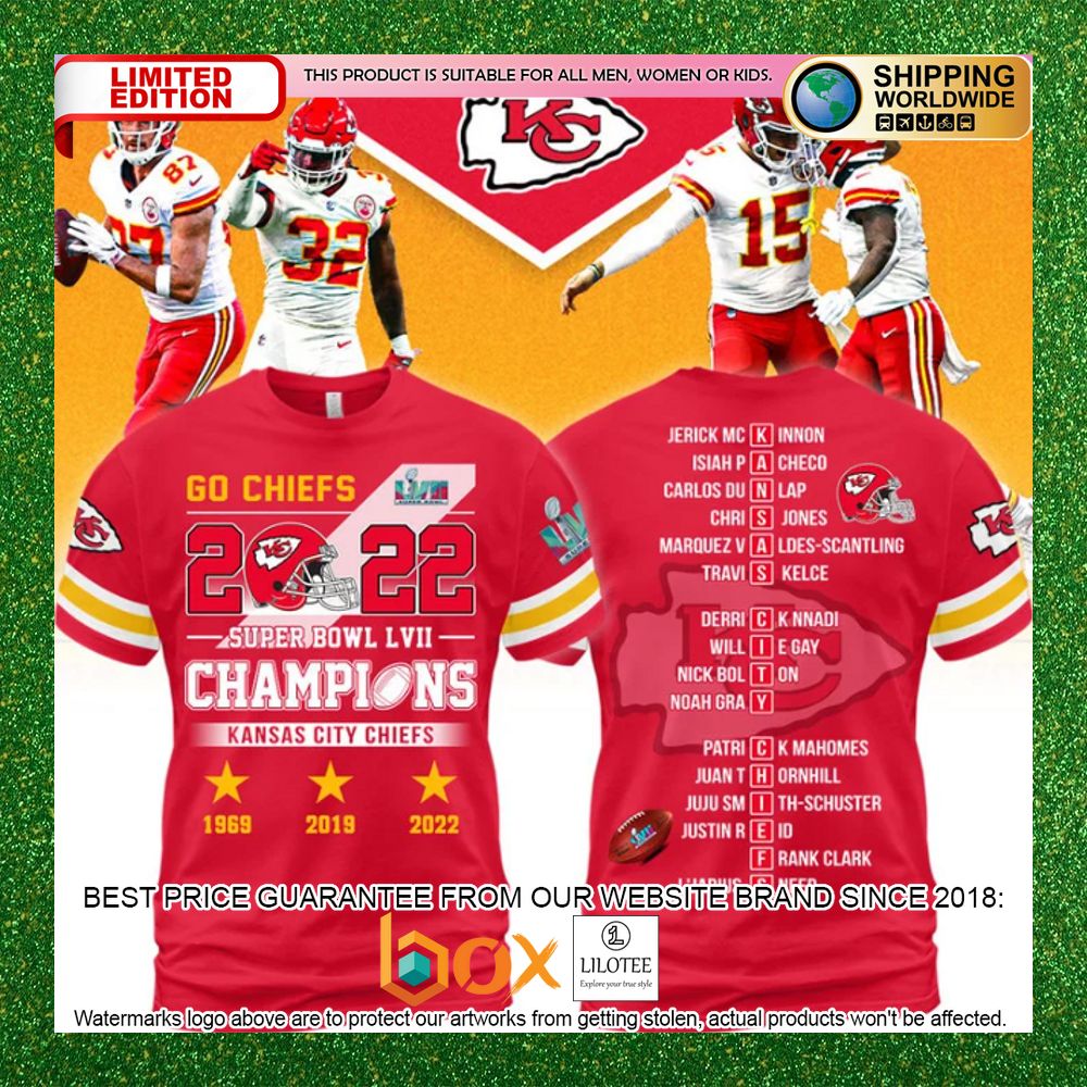 NEW Kansas City Chiefs Super Bowl LVII Champions T Shirt Boxbox