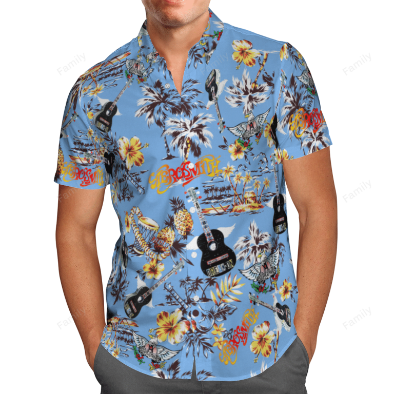 Aerosmith band blue Hawaiian shirt 10