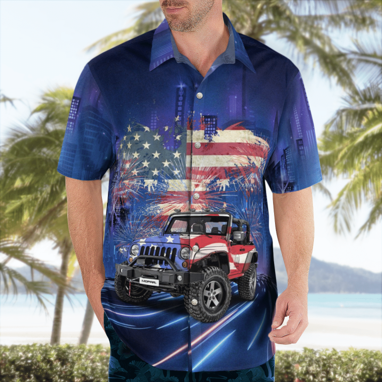 American flag and jeep Hawaiian shirt 2