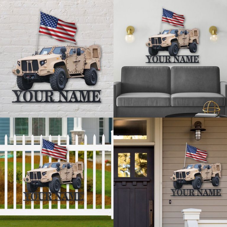 Army vehicle American flag custom personalized metal sign 16