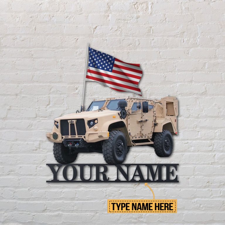 Army vehicle American flag custom personalized metal sign 14