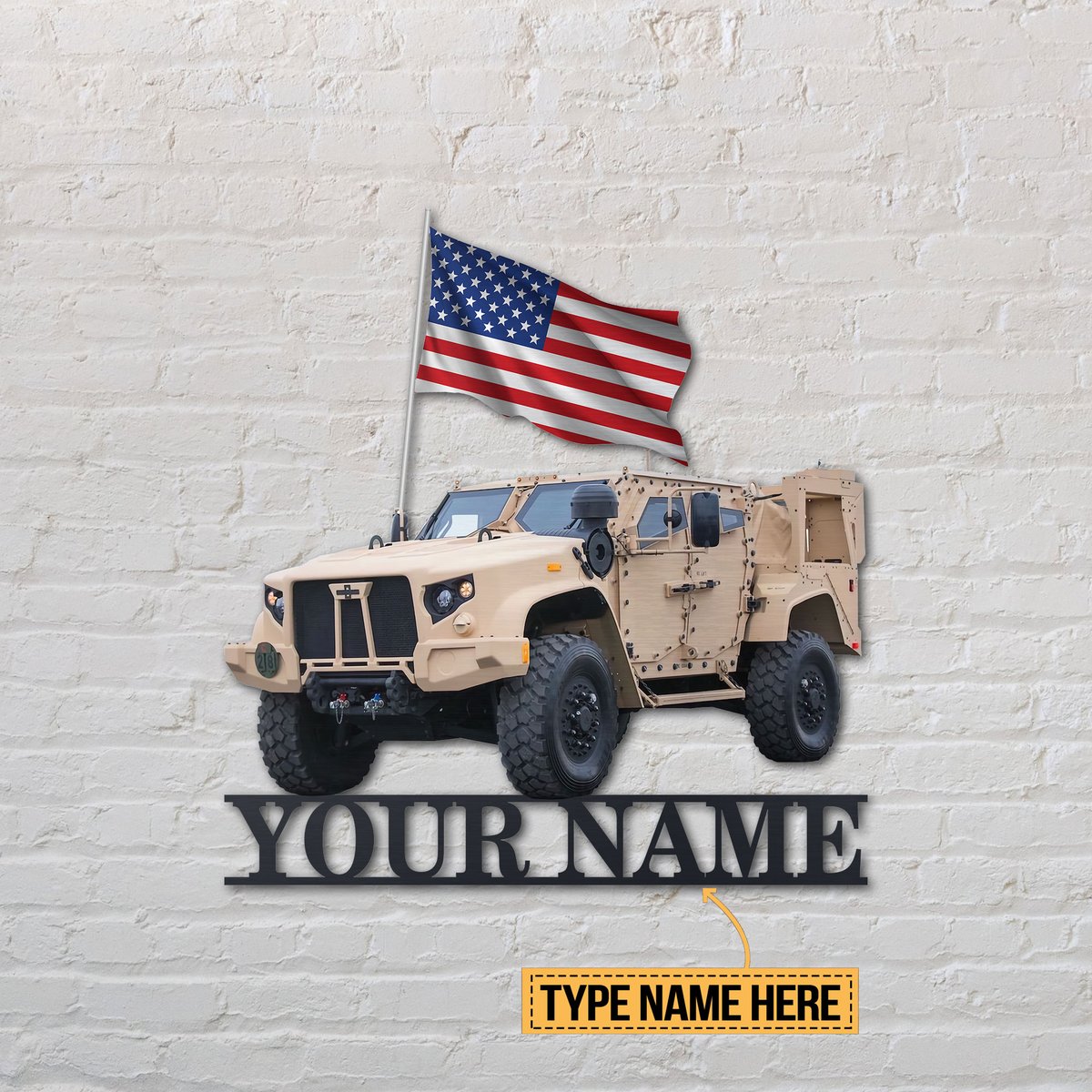 Army vehicle American flag custom personalized metal sign 5