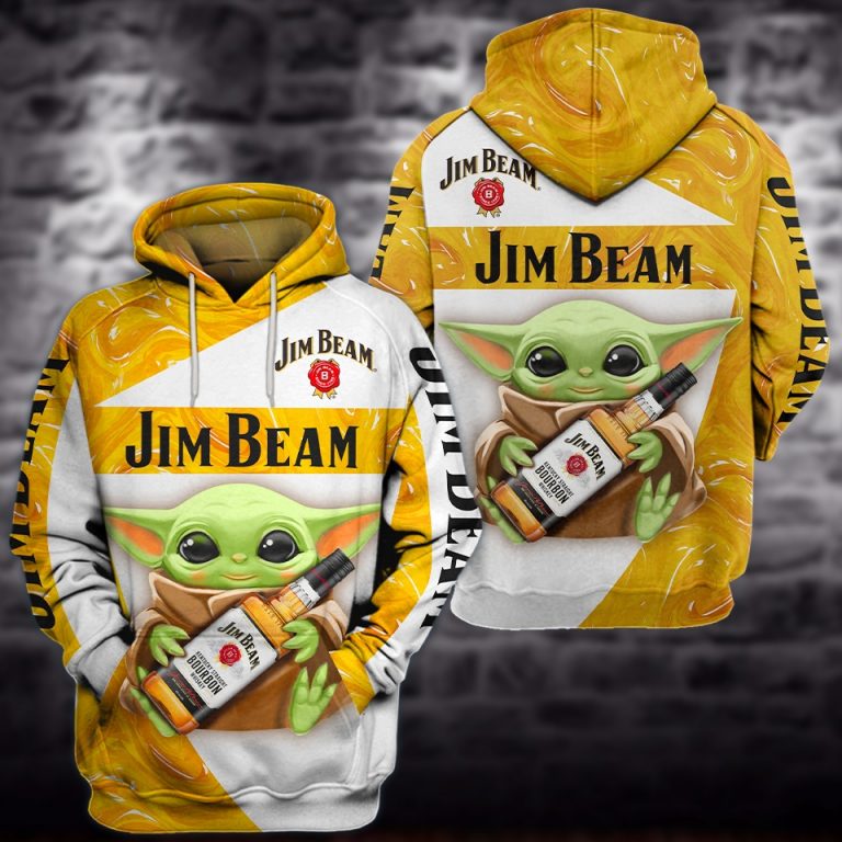 Baby Yoda Jim Beam Whiskey 3d all over print hoodie 10