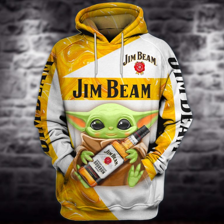 Baby Yoda Jim Beam Whiskey 3d all over print hoodie 8