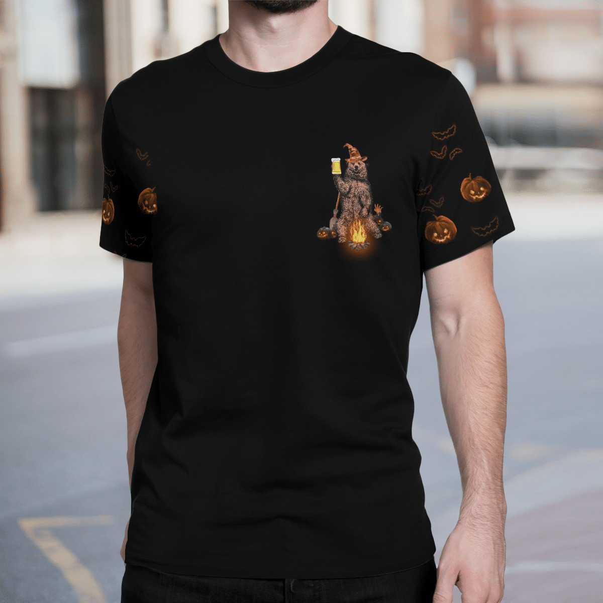 Bear camping with jeep Halloween 3d shirt 2