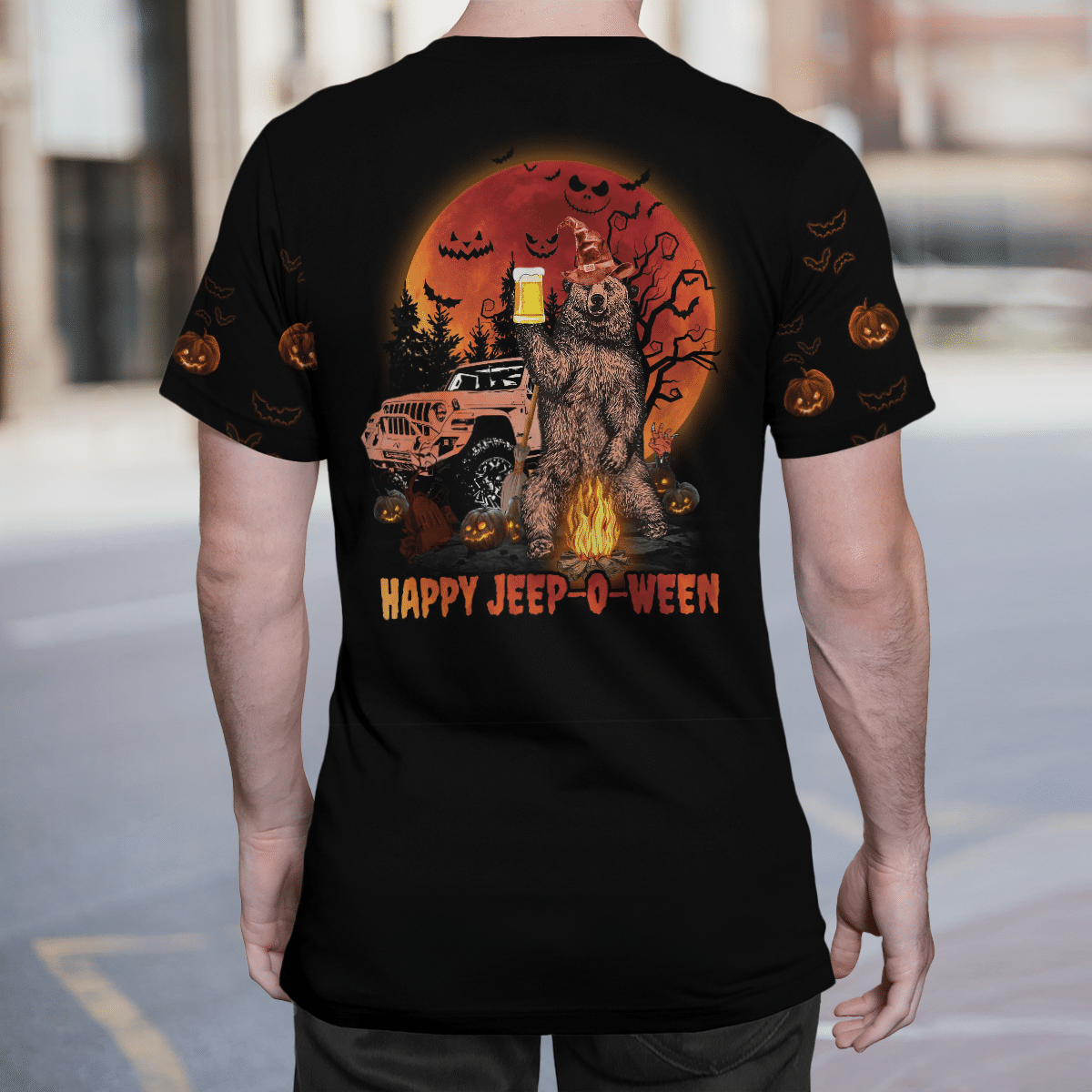 Bear camping with jeep Halloween 3d shirt 3