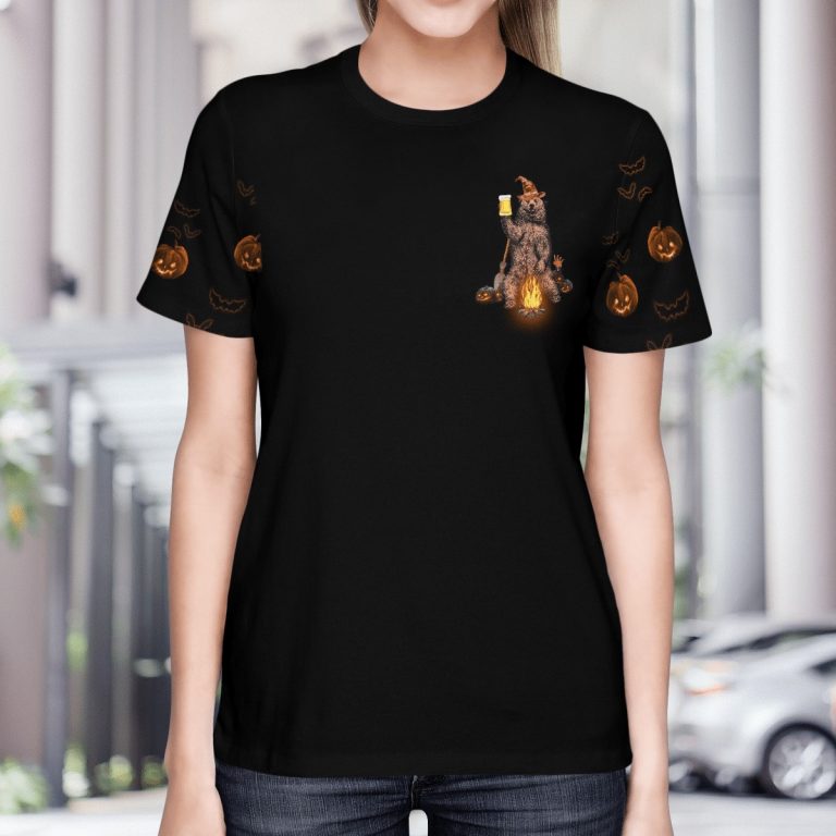 Bear camping with jeep Halloween 3d shirt 4