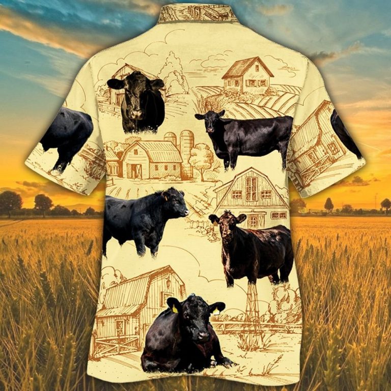 Black Angus cattle farm Hawaiian shirt 10
