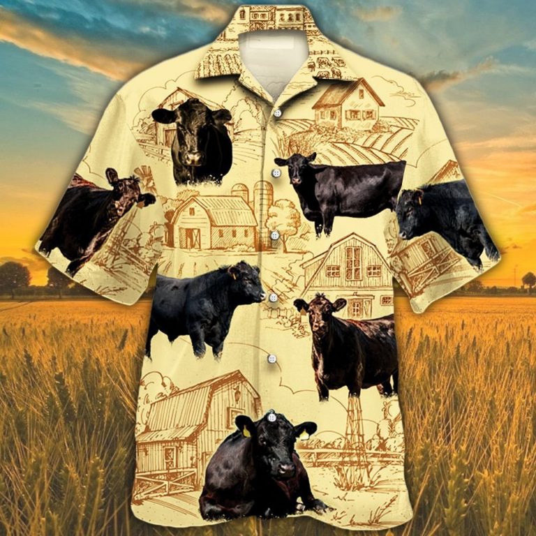 Black Angus cattle farm Hawaiian shirt 9
