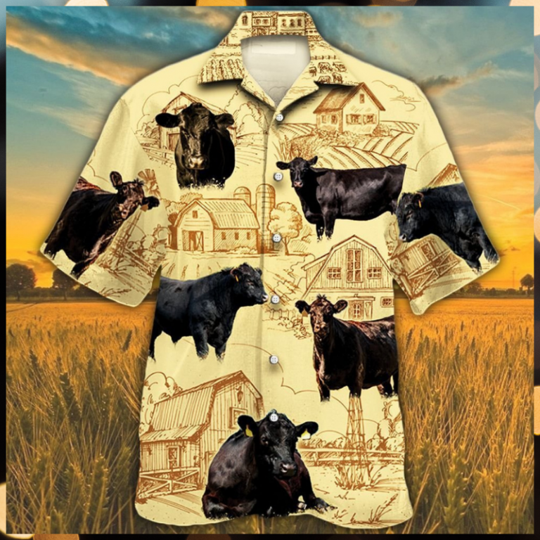 Black Angus cattle farm Hawaiian shirt 8
