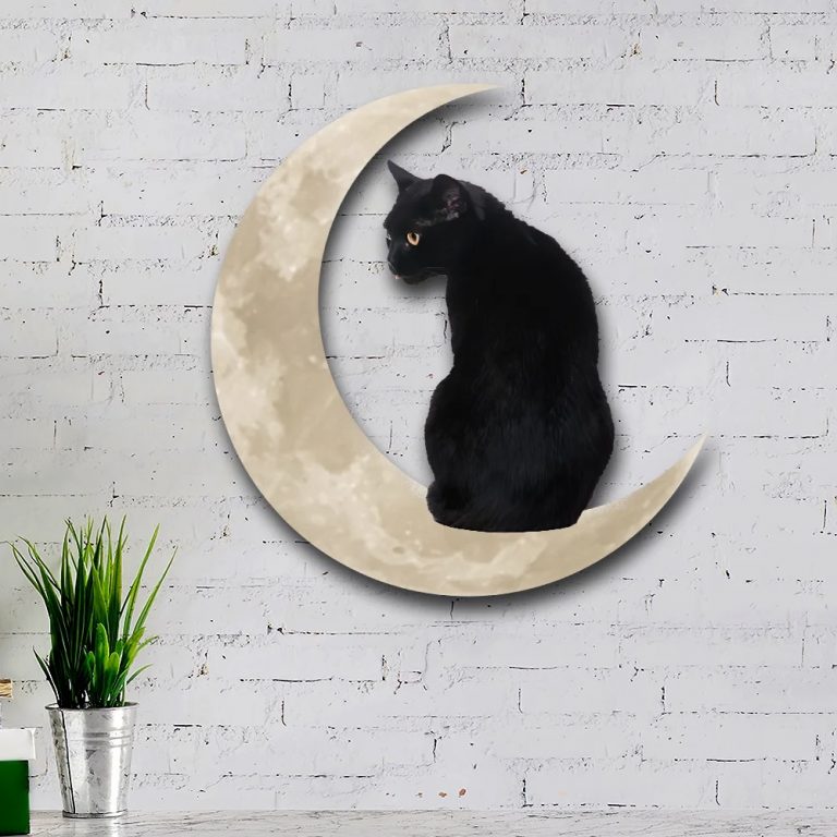 Black Cat Moon Hanging Metal Sign 10