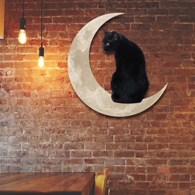 Black Cat Moon Hanging Metal Sign 12