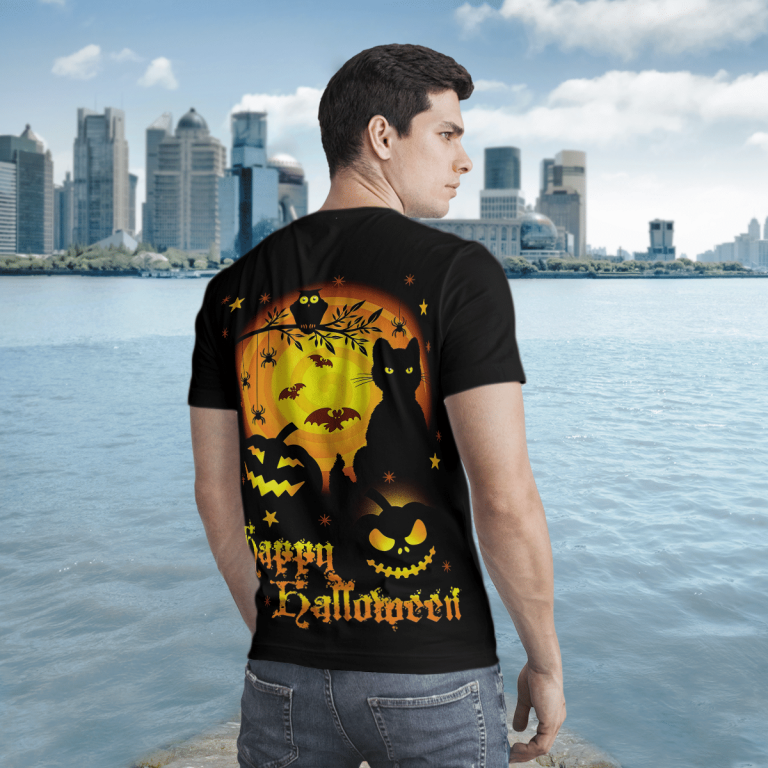 Black Cat Pumpkin Happy Halloween 3d T shirt 12