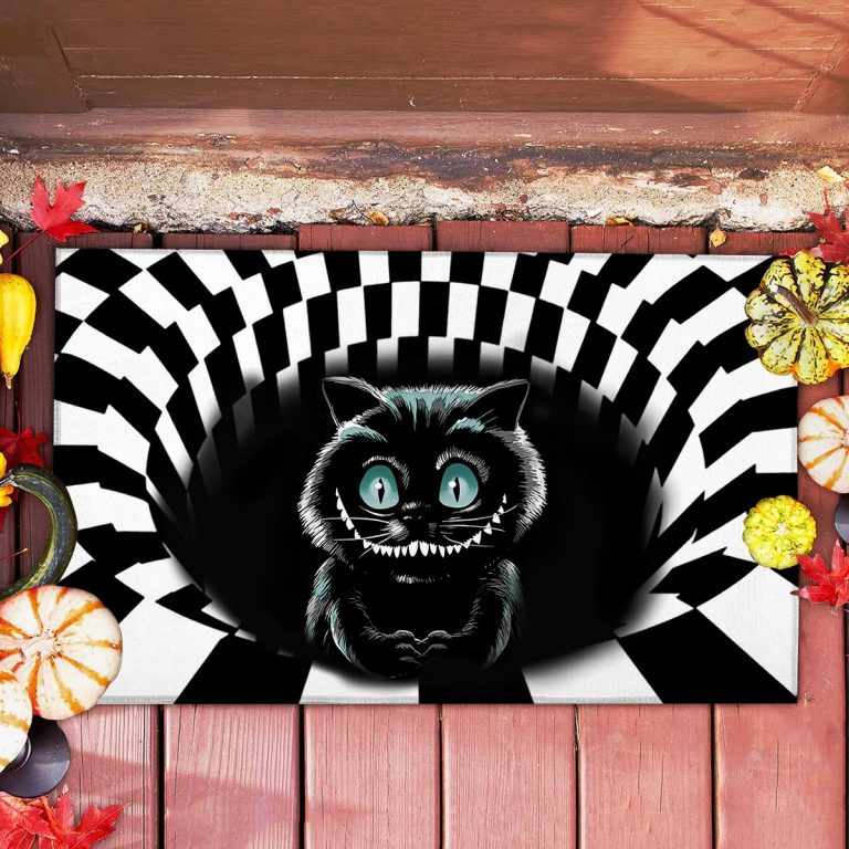 Black cat Halloween 3d illusion doormat 16