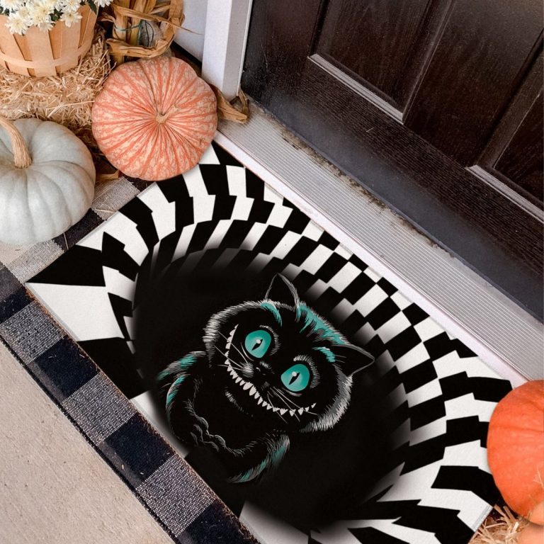 Black cat Halloween 3d illusion doormat 18