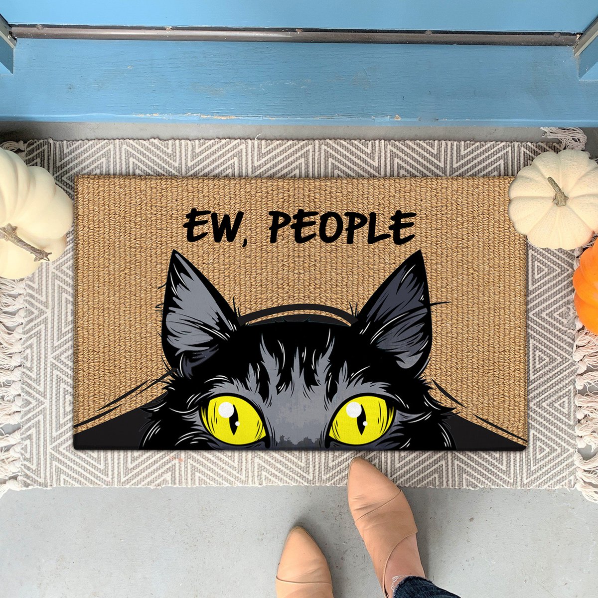 Black cat ew people doormat 2