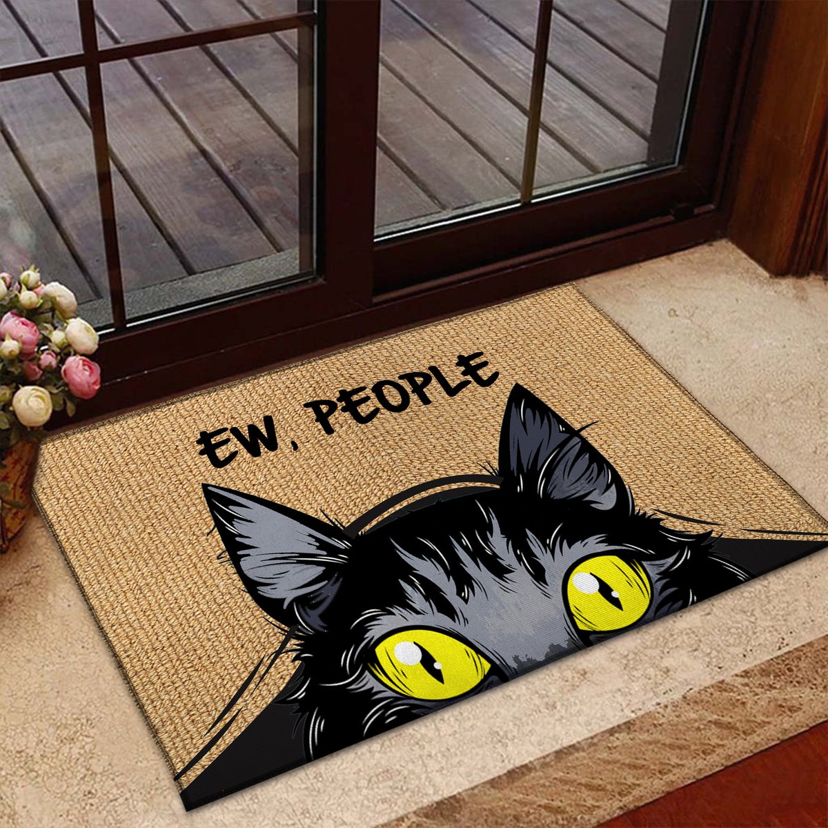 Black cat ew people doormat 3