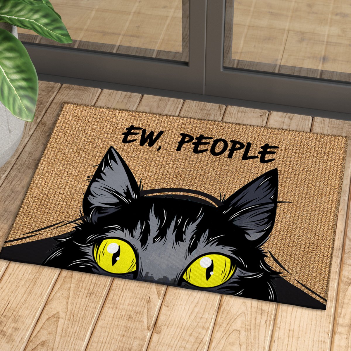 Black cat ew people doormat 4
