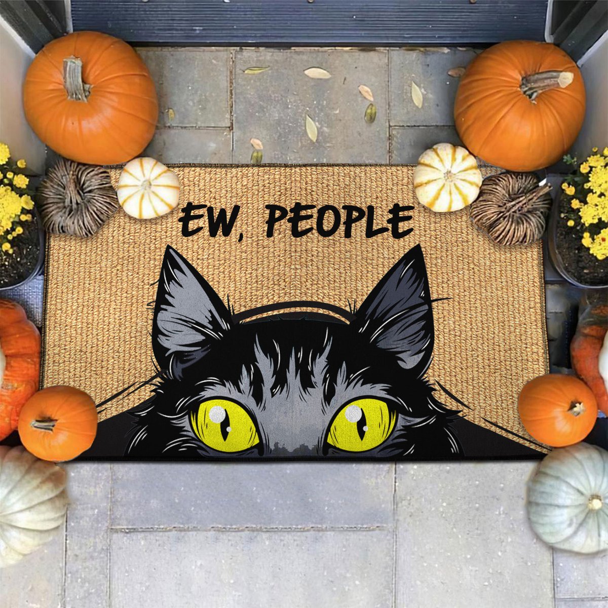 Black cat ew people doormat 5