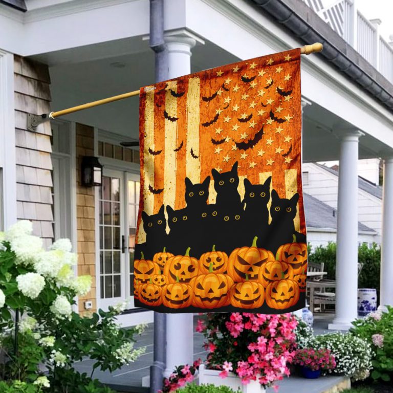 Black cat pumpkins Halloween flag 4