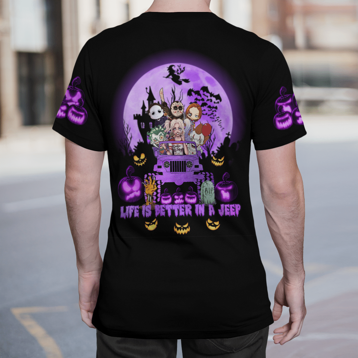 Boos Halloween life is better in a jeep 3d T shirt 2