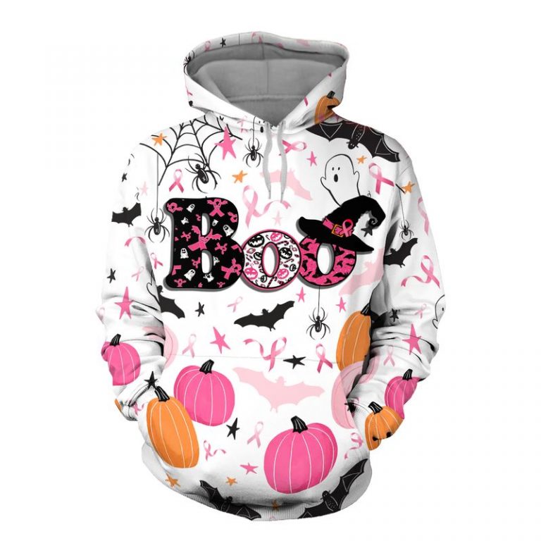 Breast Cancer Awareness Boos pumpkins Halloween 3d hoodie shirt 5
