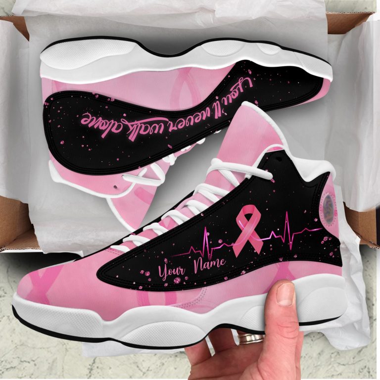 Breast Cancer heart beat you will never walk alone custom personalized name Air Jorden 13 shoes 6