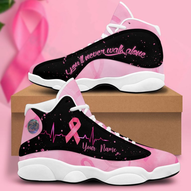 Breast Cancer heart beat you will never walk alone custom personalized name Air Jorden 13 shoes 8
