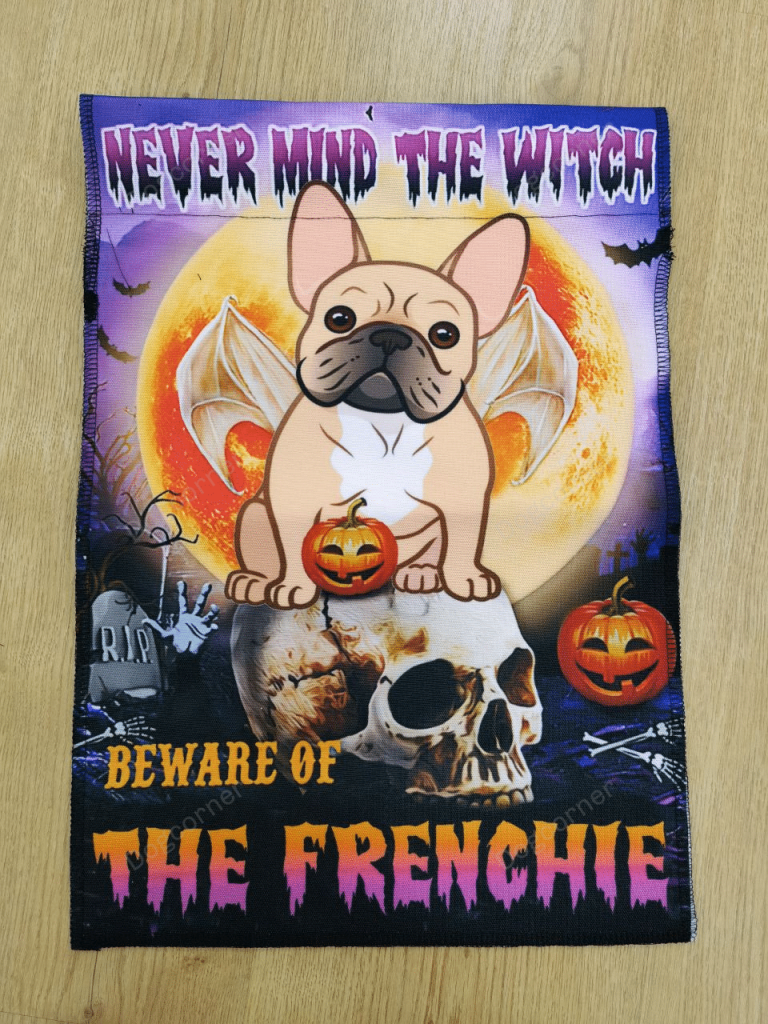 Bulldog Skull Halloween Never Mind The Witch Beware Of The Frenchie flag 13
