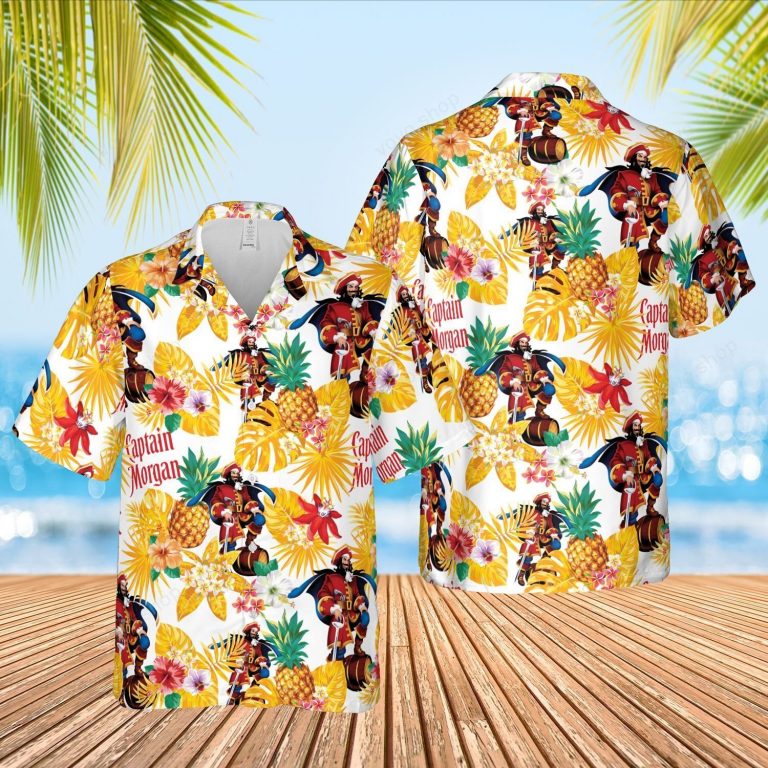Captain Morgan pineapple Hawaiian shirt, short 8