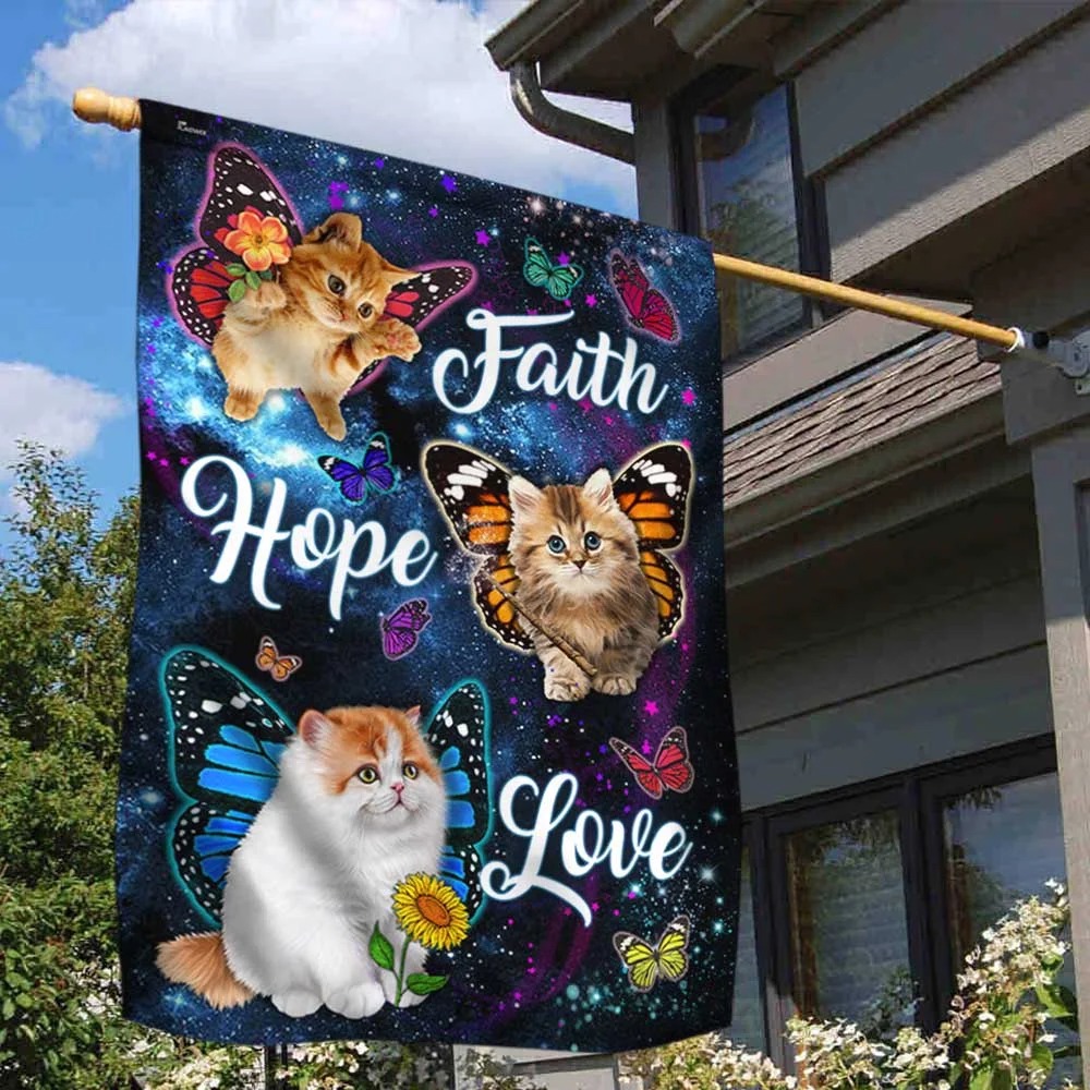 Cat Butterfly Faith Hope Love Flag 5
