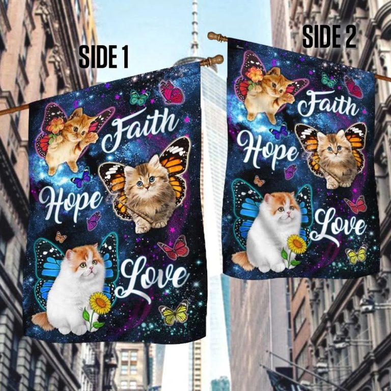 Cat Butterfly Faith Hope Love Flag 14