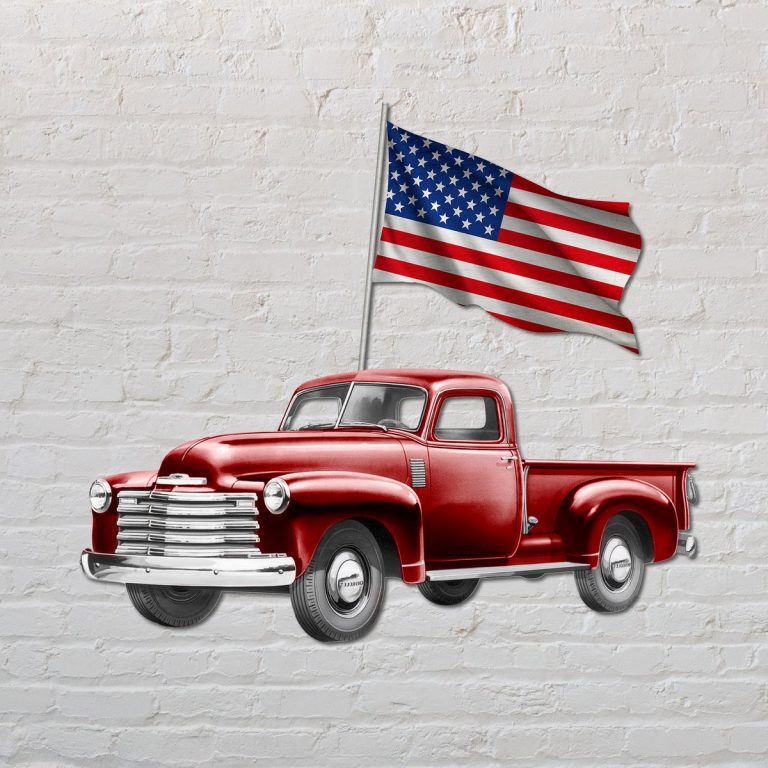 Chevy pickup trucks American flag metal sign 14