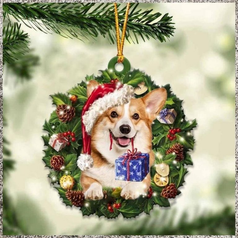 Corgi and Christmas gift hanging ornament 10