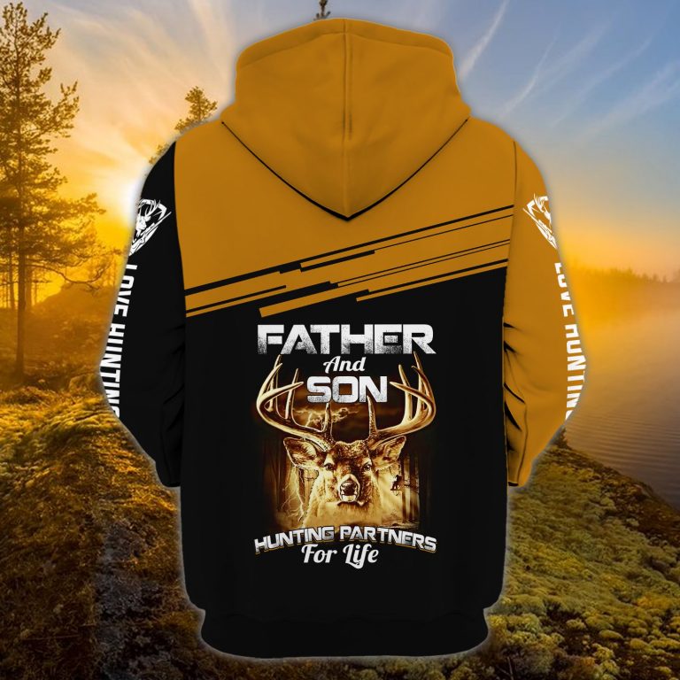 Deer love hunting father and son hunting partners for life custom name 3d hoodie 12