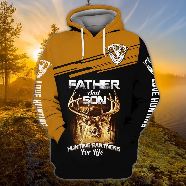 Deer love hunting father and son hunting partners for life custom name 3d hoodie 11