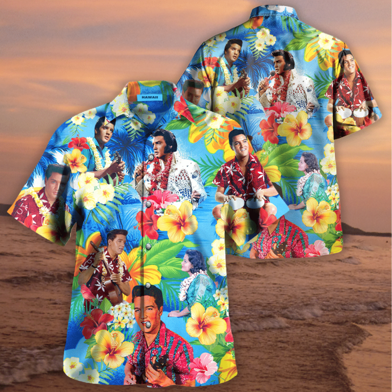Elvis Presley blue Hawaiian shirt 8