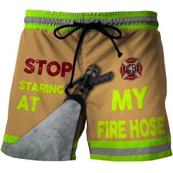 Firefighter stop staring at my fire hose Hawaiian shirt short 1