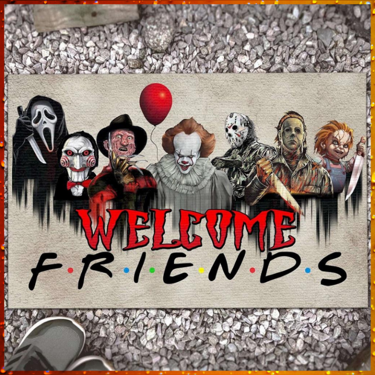 Halloween Horror Characters Movies Welcome Friends TV show doormat 8