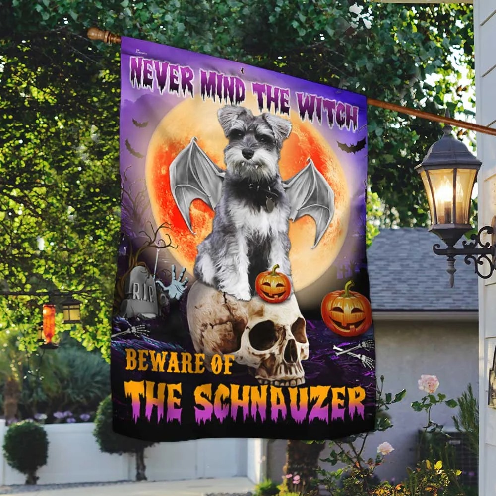 Halloween Never mind the witch Beware Of The Schnauzer flag 5