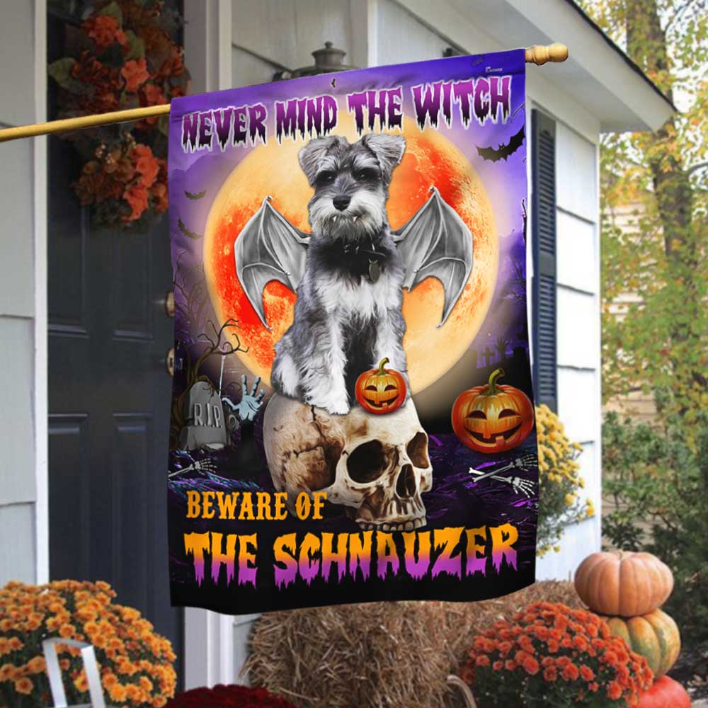 Halloween Never mind the witch Beware Of The Schnauzer flag 4