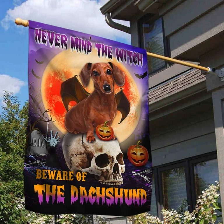 Halloween Skull Beware Of The Dachshund flag 9