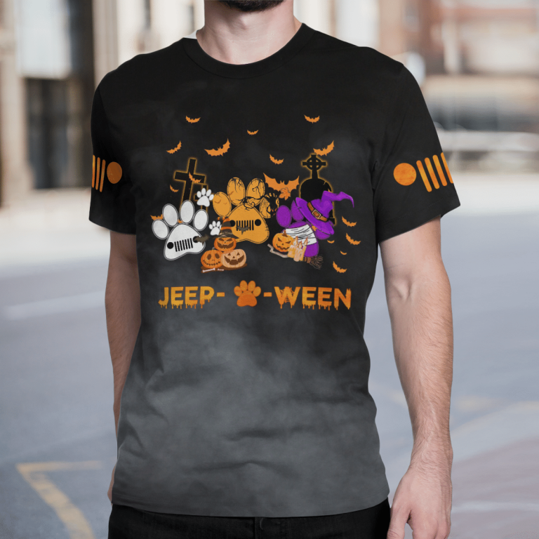 Halloween dog paw jeep 3d T shirt1