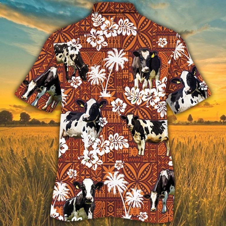 Holstein Friesian cattle red tribal Hawaiian shirt 10