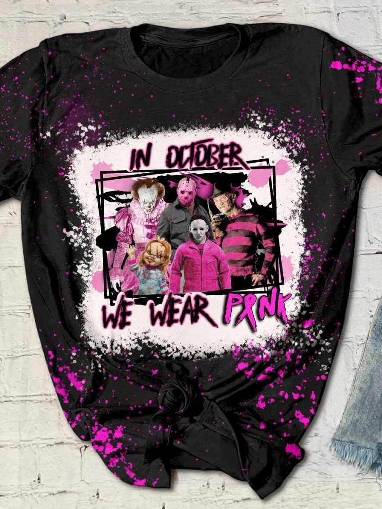 Horror Characters Breast cancer awareness in October we were pink shirt 6