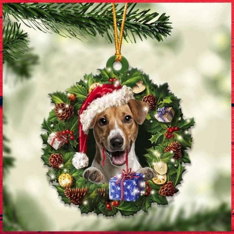 Jack Russell Terrier and Christmas gift ornament 9
