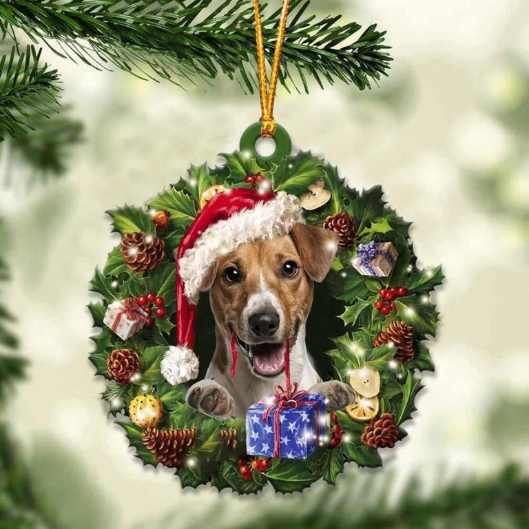 Jack Russell Terrier and Christmas gift ornament 8