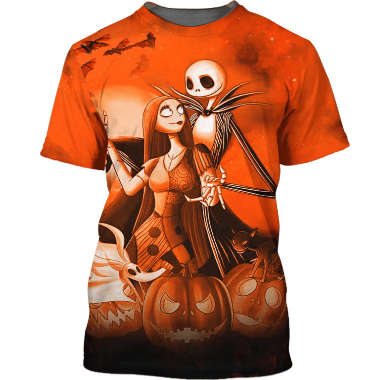 Jack Skelington and Sally pumpkin Halloween night 3d shirt hoodie 15