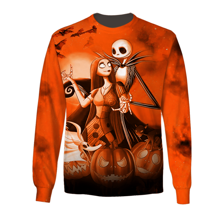 Jack Skelington and Sally pumpkin Halloween night 3d shirt hoodie 16