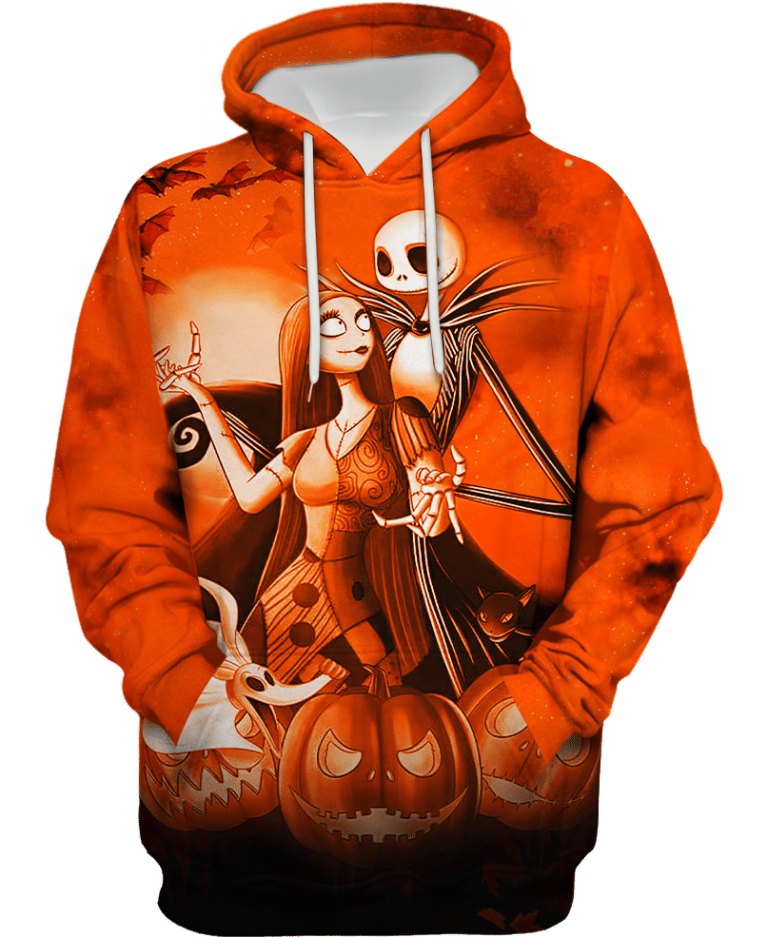 Jack Skelington and Sally pumpkin Halloween night 3d shirt hoodie 12